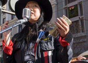 Cho for change, Market and Powell, San Francisco (photo courtesy Gerard Livernois)